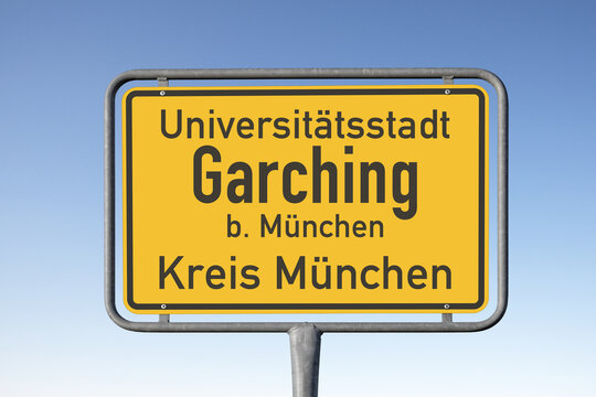 Ortstafel, Gemeinde Garching, Kreis M&uuml;nchen, (Symbolbild)