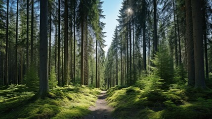 Obraz premium Footpath in the woods, Generative AI