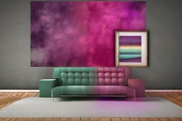 Double Color Sofa in Big Room, Pink and Blue