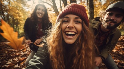 Autumn Adventure: Group Selfie in Nature