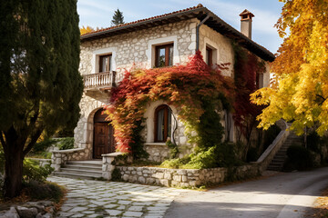 Obraz premium old beautiful house in autumn 
