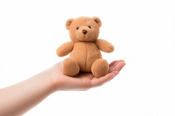 hand hold brown toy bear
