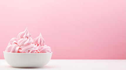 Delicious Bowl of Peppermint Ice Cream on a Pink Background