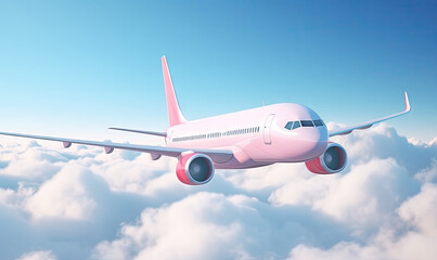 Obraz premium A sleek pink airplane glides gracefully against backdrop.