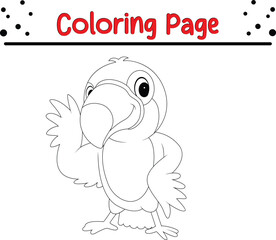 Toucan Cartoon Bird coloring page for children. Animal coloring book.