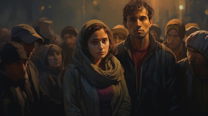 Obraz premium Depict the resilience of refugees who have turned their experiences into advocacy. 