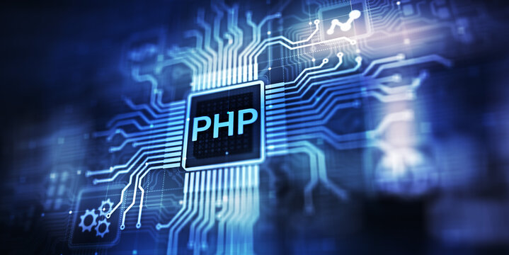 PHP Web development and coding internet and technology concept on virtual screen.
