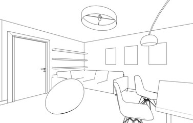 Apartment interior architectural drawing