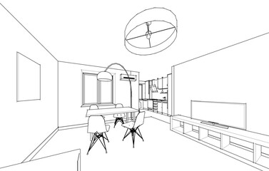 Apartment interior architectural drawing