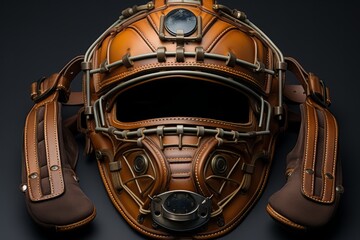 Baseball catcher's mask and mitt, showcasing equipment used in baseball, Generative AI