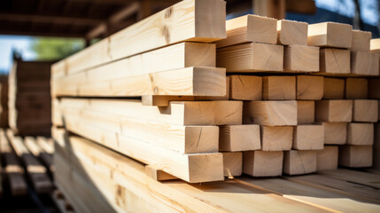 Corner parts of stacked lumber or timber.
