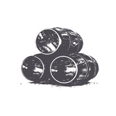 Vector illustration of pile of wooden barrels. on a white background