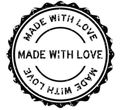 Grunge black made with love word round rubber seal stamp on white background