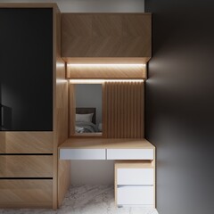 Wardrobe with a beautiful combination of black and wood laminate for your bedroom