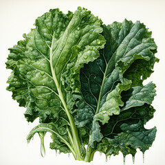 Naklejka premium watercolor Kale Teaclipart, Generative Ai