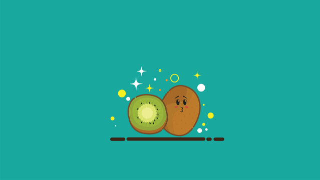 cute character kiwi fruit vector design, kiwi icon, cute kiwi fruit character