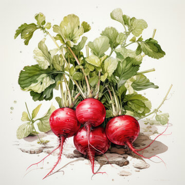 recommend clip art: watercolor Radish clipart, Generative Ai