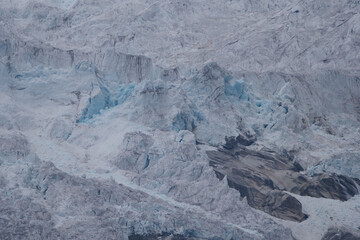 Close up of the blue white glacier of Pucajirca located close to  Jancapampa, Peru
