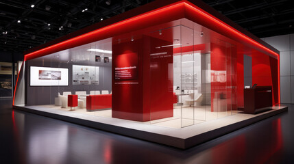 Visualisation vr project, Commercial stand in exhibition hall or large professional salon ready to receive brands and advertisements