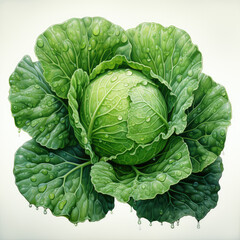 Fototapeta premium watercolor Cabbage clipart, Generative Ai
