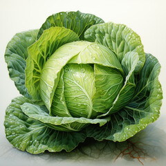 Obraz premium watercolor Cabbage clipart, Generative Ai