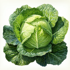 Fototapeta premium watercolor Cabbage clipart, Generative Ai