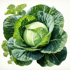 watercolor Cabbage clipart, Generative Ai