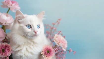 cute cat surrounded by flowers