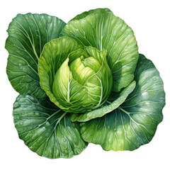 Obraz premium watercolor Cabbage clipart, Generative Ai