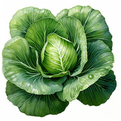Obraz premium watercolor Cabbage clipart, Generative Ai