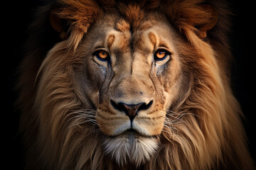 Closeup of male Lion animal face.