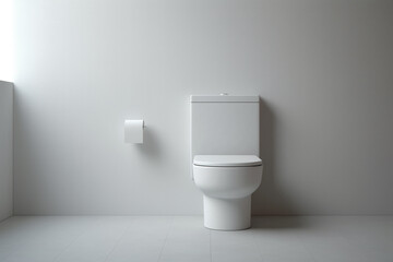 Minimal modern toilet in white bathroom background. - obrazy, fototapety, plakaty