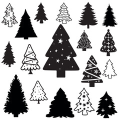Obraz premium Christmas Tree Bundle, Christmas Tree silhouette, Christmas Tree Svg, Christmas Tree Clipart, Christmas Tree Png, Christmas Tree Vector