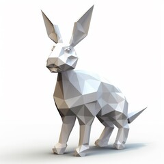 origami rabbit in the garden isolated on white