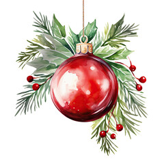 Watercolor Christmas ball isolated clipart - 660464132