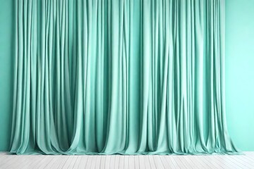 green curtain with curtains