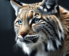 Intense Close-Up Portrait of a Lynx: Wild Beauty. generative AI