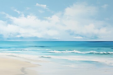 Obraz premium A blue beach with clouds and clear blue sky