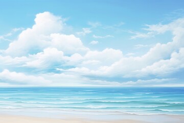 Fototapeta premium A blue beach with clouds and clear blue sky