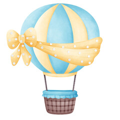 Fototapeta premium A hot air balloon decorated with a yellow bow