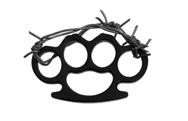 brass knuckles , fist-load weapon with barbed wire on transparent background