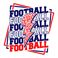 Football Wavy Text design with leopard lightning bolt
