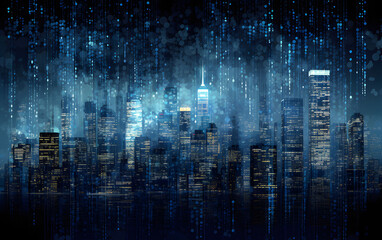 Fototapeta premium Futuristic Smart City Background Technology Concept
