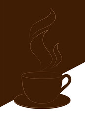 Cup of coffee on the table. Vector illustration. Sketch for creativity.