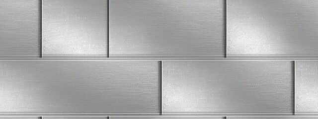 Seamless brushed metal plate background texture. Tileable industrial dull polished stainless steel, aluminum or nickel finish repeat pattern. High resolution silver grey rough metallic