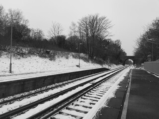 Swanwick Train Station in the Snow, Hampshire, UK