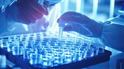PCR processing of samples in a 96 well plate at a biotechnology lab