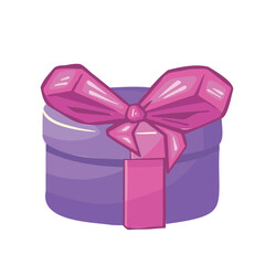 Colorful bright gift illustration, box with bow, symbol, vector