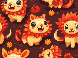 Naklejka premium Chinese Day seamless pattern template