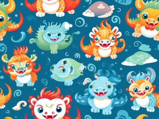 Chinese Day seamless pattern template